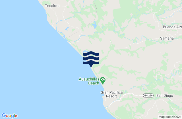Villa El Carmen, Nicaraguaの潮見表地図