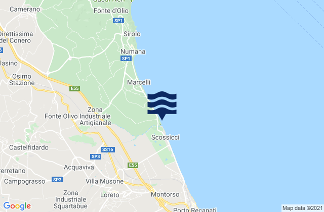 Villa Musone, Italyの潮見表地図