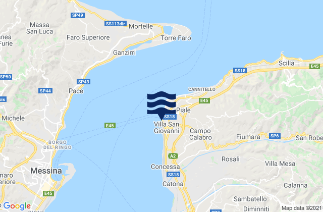 Villa San Giovanni, Italyの潮見表地図