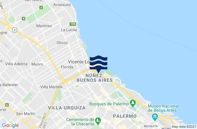 Villa Santa Rita, Argentinaの潮見表地図