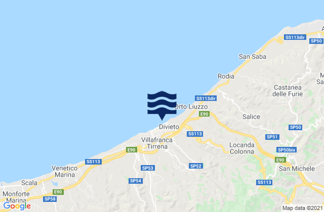 Villafranca Tirrena, Italyの潮見表地図