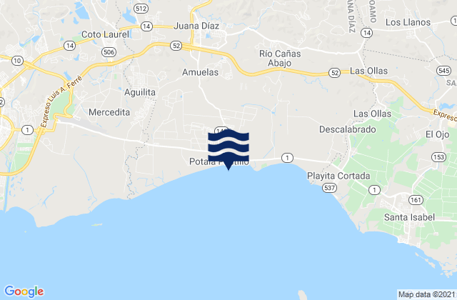 Villalba, Puerto Ricoの潮見表地図