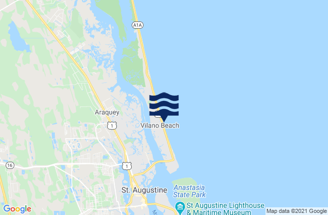 Villano Beach, United Statesの潮見表地図