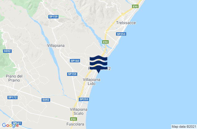 Villapiana, Italyの潮見表地図