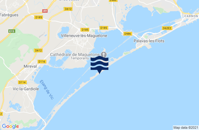Villeneuve-lès-Maguelone, Franceの潮見表地図
