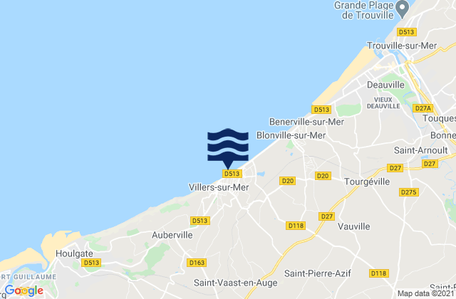 Villers-sur-Mer, Franceの潮見表地図