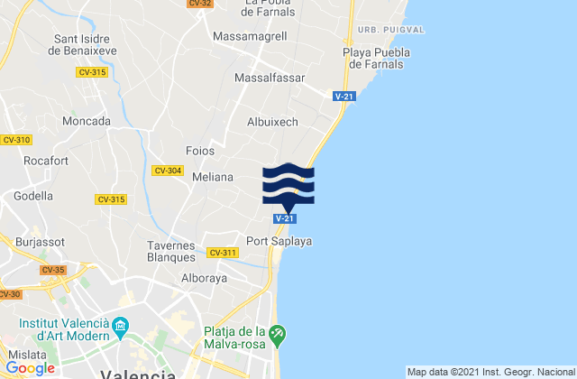 Vinalesa, Spainの潮見表地図