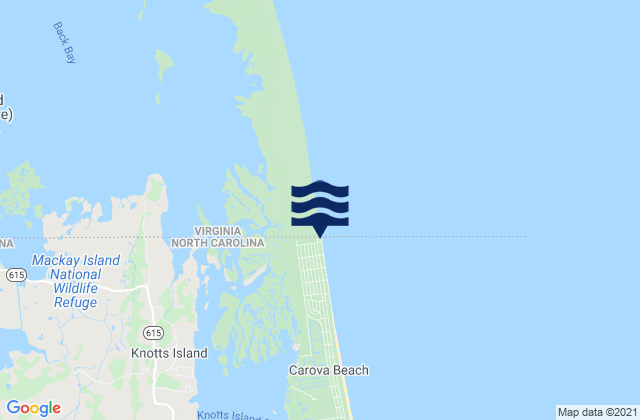 Virginia Beach south end, United Statesの潮見表地図