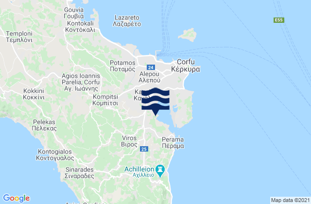 Virós, Greeceの潮見表地図
