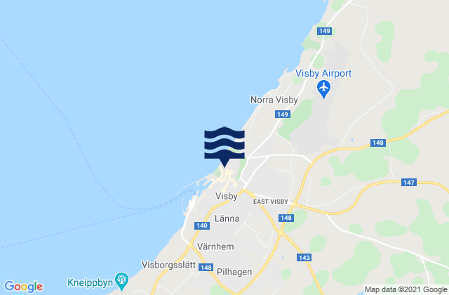 Visby, Swedenの潮見表地図