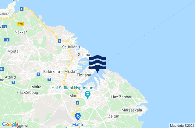 Vittoriosa, Maltaの潮見表地図