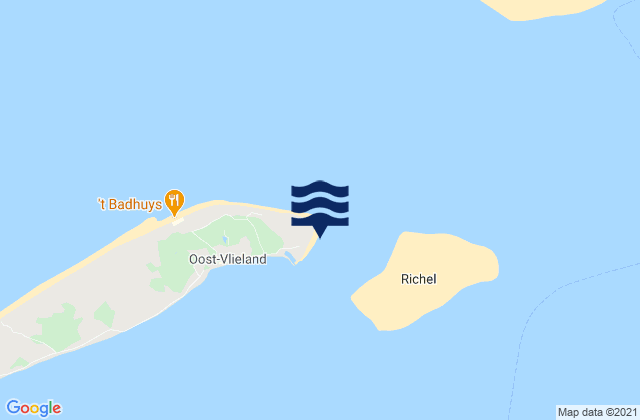Vlieland haven, Netherlandsの潮見表地図
