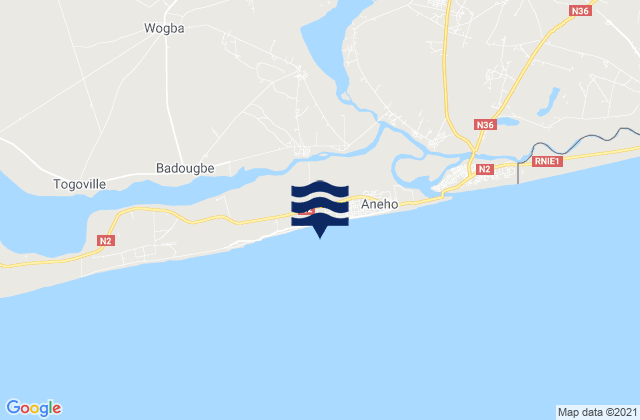 Vogan, Togoの潮見表地図