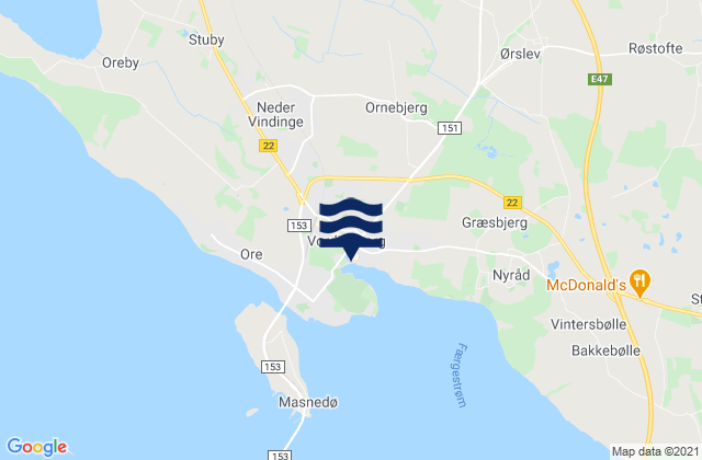 Vordingborg, Denmarkの潮見表地図