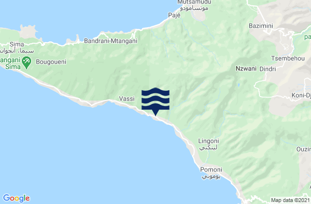 Vouani, Comorosの潮見表地図