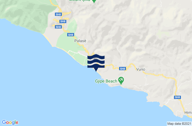 Vranisht, Albaniaの潮見表地図
