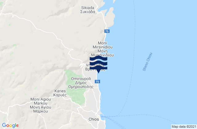 Vrontádos, Greeceの潮見表地図
