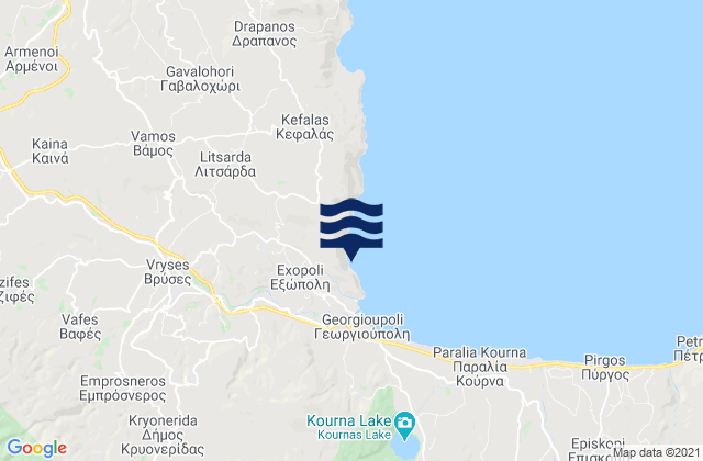 Vrýses, Greeceの潮見表地図
