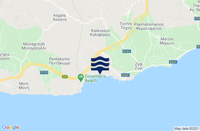 Vávla, Cyprusの潮見表地図