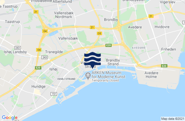 Værløse, Denmarkの潮見表地図