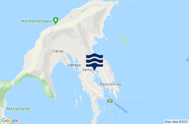 Værøy, Norwayの潮見表地図