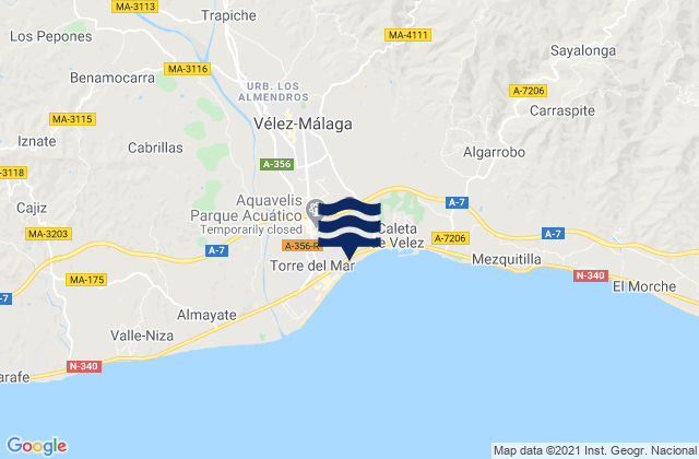 Vélez-Málaga, Spainの潮見表地図