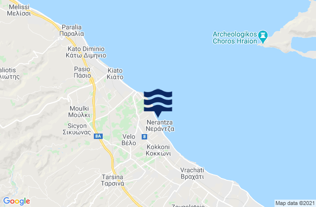 Vélo, Greeceの潮見表地図