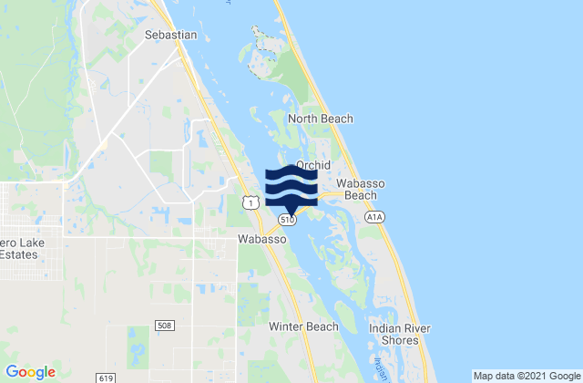 Wabasso, United Statesの潮見表地図