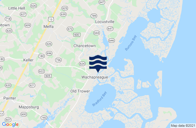 Wachapreague, United Statesの潮見表地図