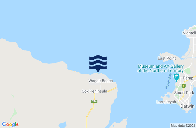 Wagait Beach, Australiaの潮見表地図