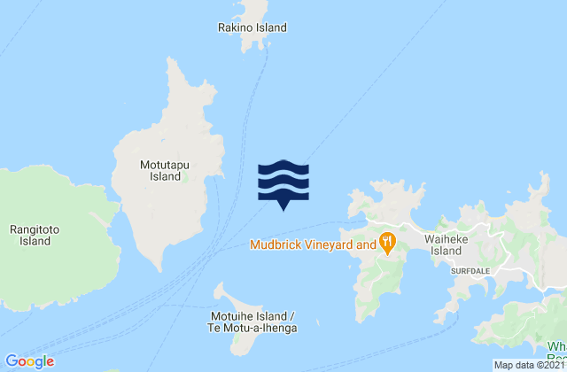 Waiheke Island, New Zealandの潮見表地図