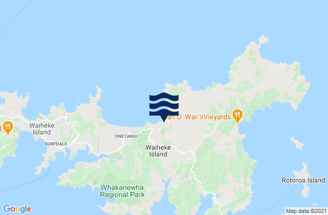 Waiheke Island Little Oneroa Beach Auckland, New Zealandの潮見表地図
