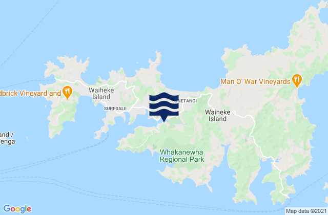 Waiheke Island Oneroa Beach, New Zealandの潮見表地図