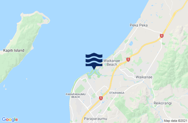 Waikanae Beach, New Zealandの潮見表地図