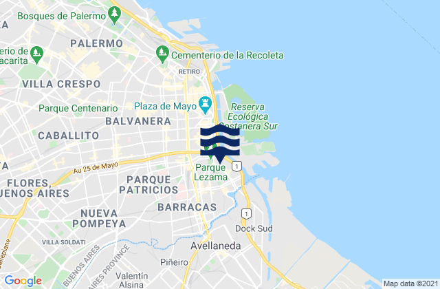 Waikiki, Argentinaの潮見表地図