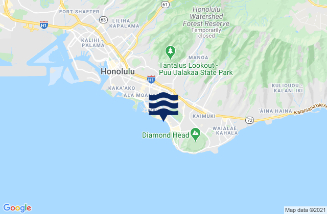 Waikīkī Bay, United Statesの潮見表地図