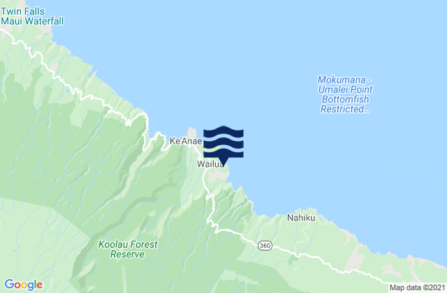 Wailua, United Statesの潮見表地図