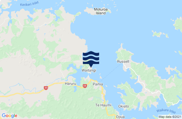 Waitangi, New Zealandの潮見表地図