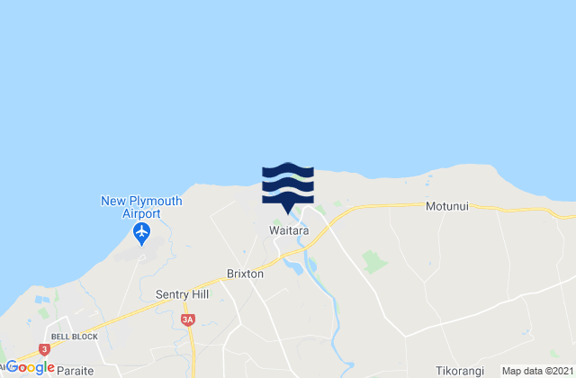 Waitara, New Zealandの潮見表地図