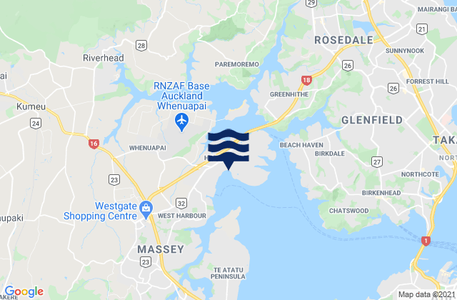 Waitemata Harbour, New Zealandの潮見表地図