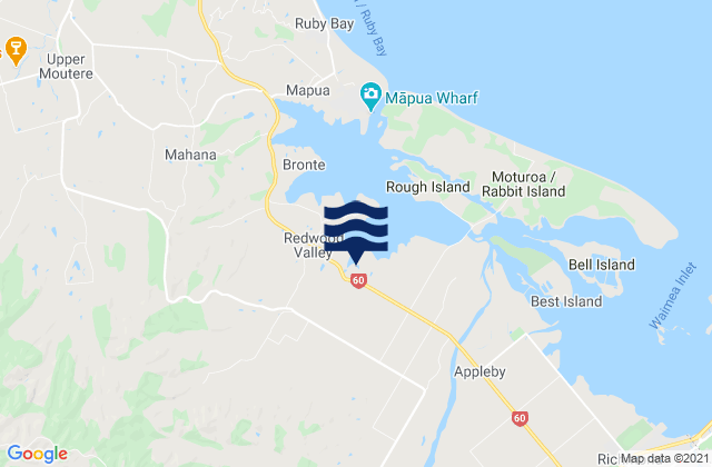 Wakefield, New Zealandの潮見表地図