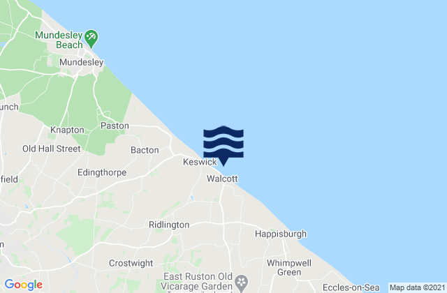 Walcott Beach, United Kingdomの潮見表地図