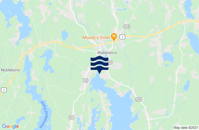 Waldoboro, United Statesの潮見表地図