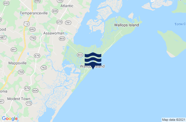 Wallops Island, United Statesの潮見表地図