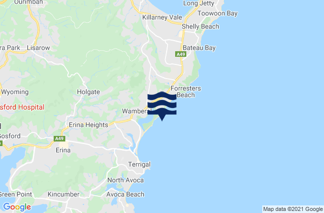 Wamberal Beach, Australiaの潮見表地図