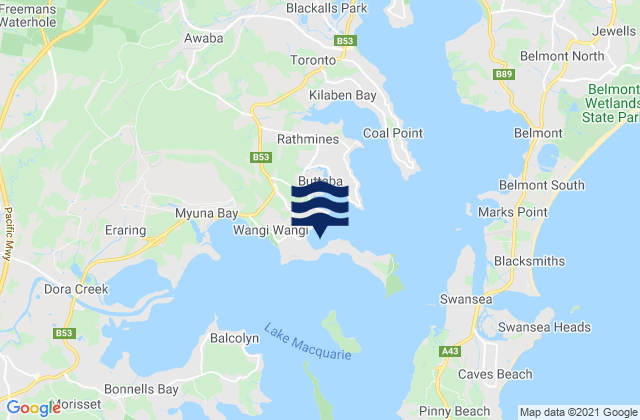 Wangi Wangi Bay, Australiaの潮見表地図