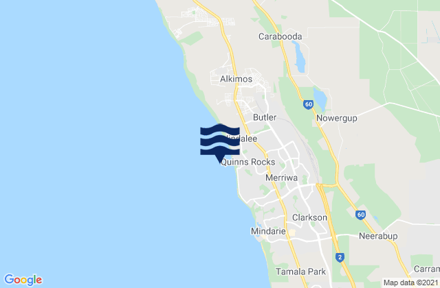 Wanneroo, Australiaの潮見表地図