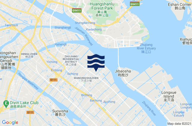 Wanqingsha, Chinaの潮見表地図