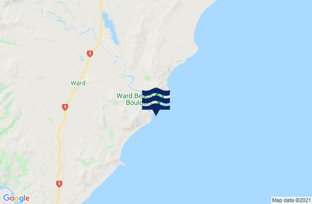 Ward Beach, New Zealandの潮見表地図