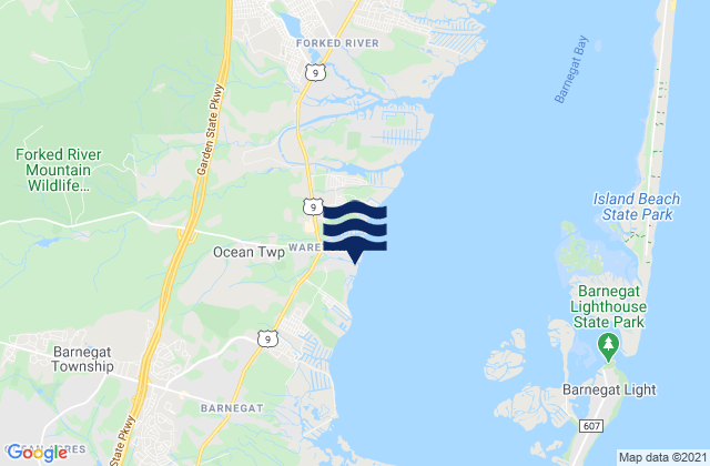 Waretown, United Statesの潮見表地図